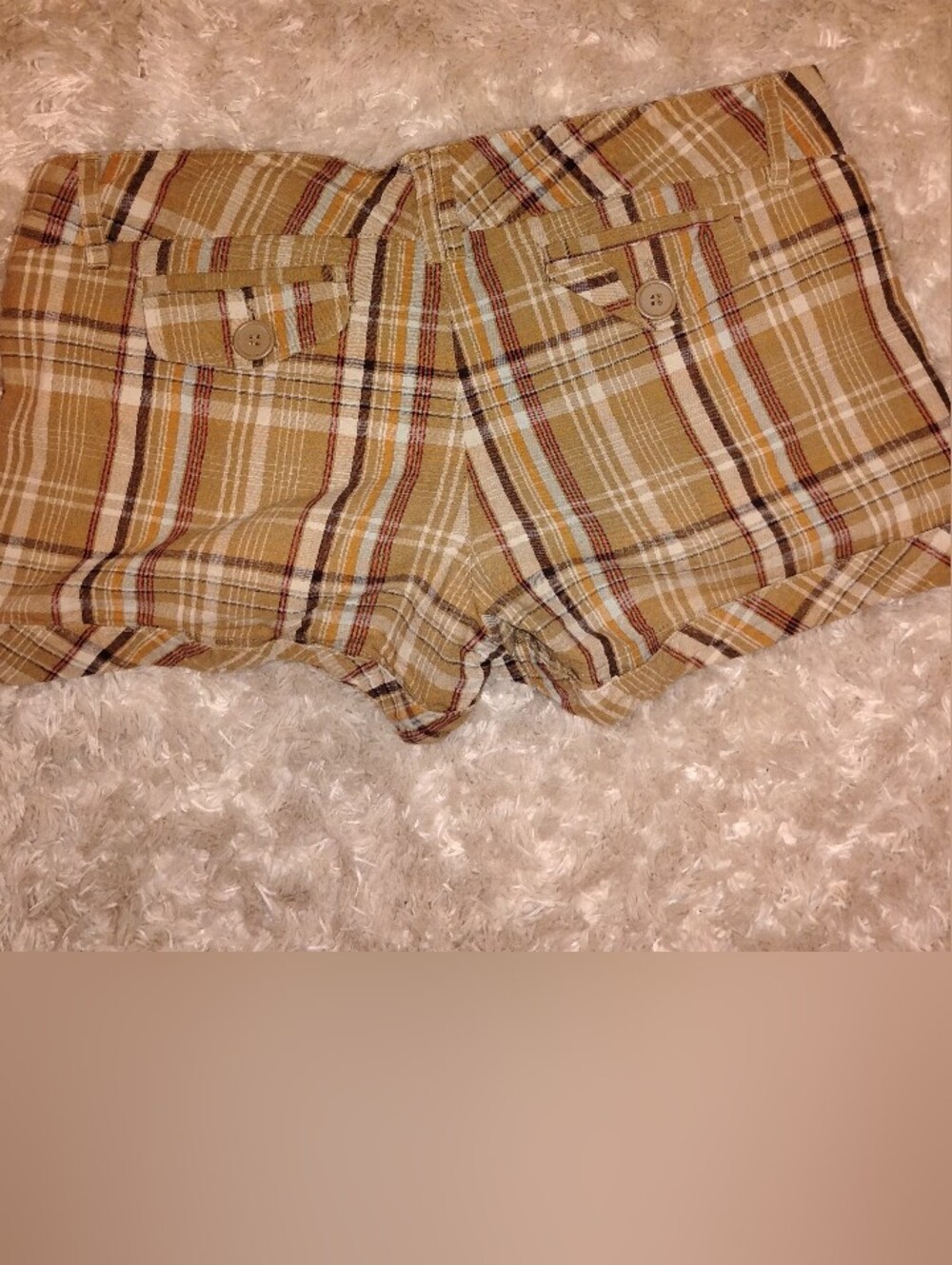 Forever 21 Plaid Cotton Shorts — Tan Plaid Medium